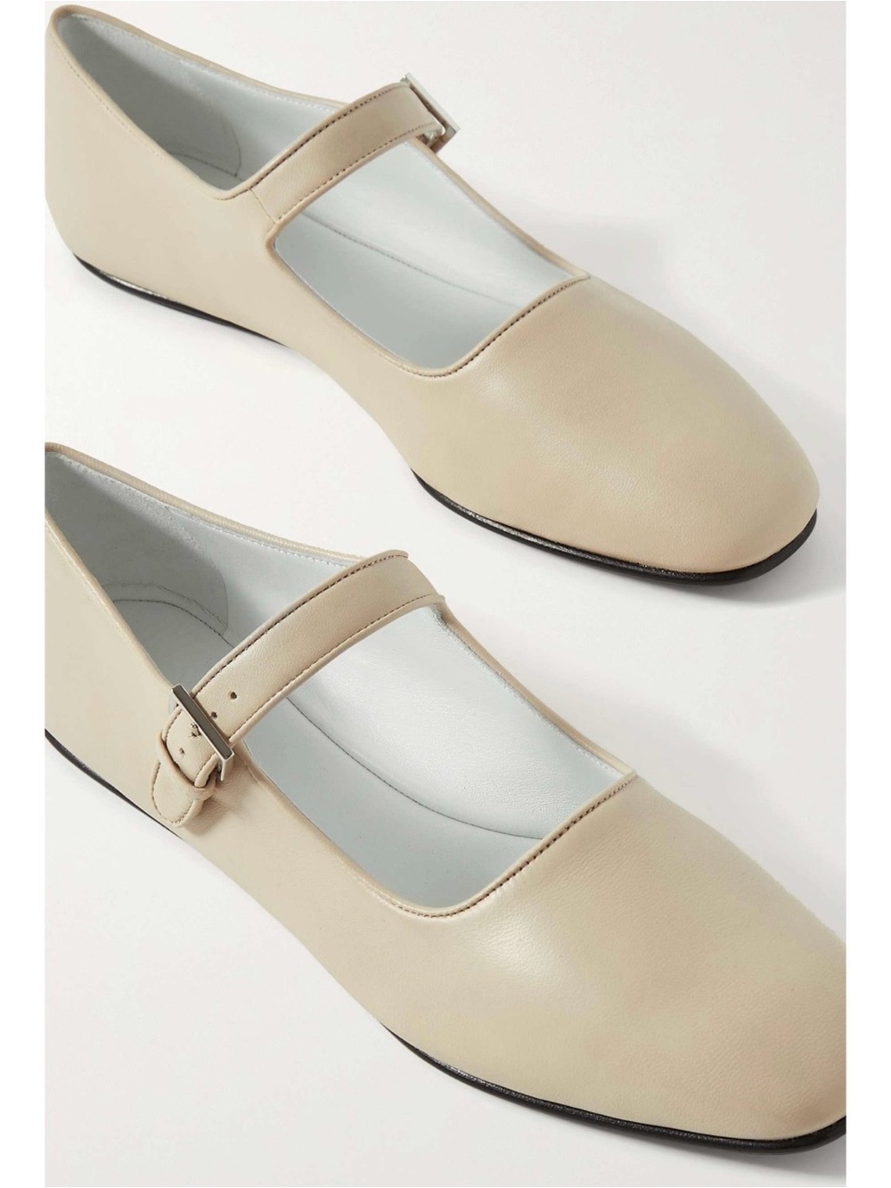 The Row Ava Mary Jane Flats Oatmilk Leather Size 38.5 Ivory Ballet